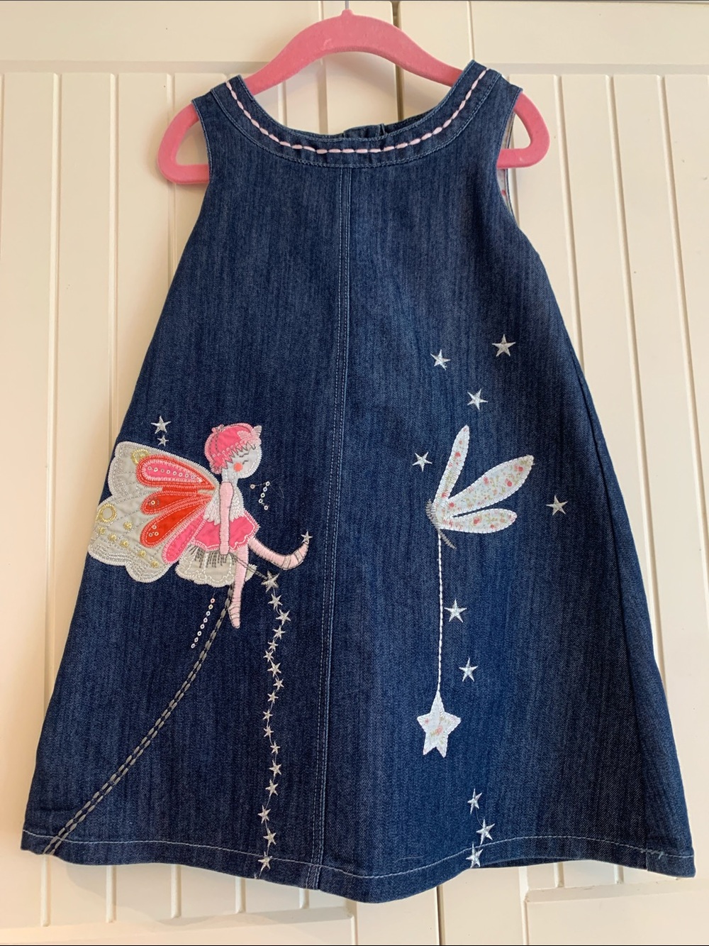 Denim Jumper Embroidery and Appliqué Fairy Theme